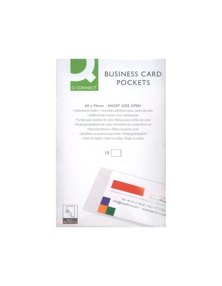 CI | Funda autoadhesiva q-connect para tarjetas de visita 60x95mm pack de 10 unidades
