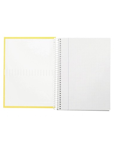 CI | Cuaderno espiral liderpapel a4 crafty tapa forrada 80h 90 gr cuadro 4mm con margen color amarillo