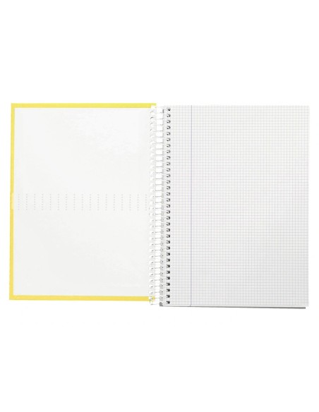 CI | Cuaderno espiral liderpapel a4 crafty tapa forrada 80h 90 gr cuadro 4mm con margen color amarillo