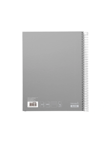 CI | Cuaderno espiral liderpapel a5 micro jolly tapa forrada 140h 75 gr horizontal 5 bandas6 taladros colores surtidos