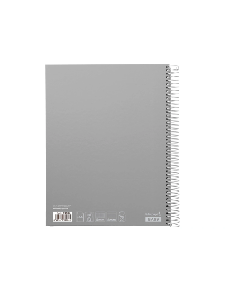 CI | Cuaderno espiral liderpapel a4 micro jolly multidisciplina tapa forrada 140h 75gr 28h 5mm 112h hrtal.