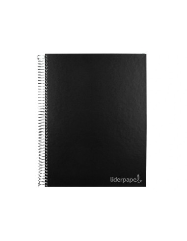 CI | Cuaderno espiral liderpapel a4 micro jolly tapa forrada 140h 75 gr cuadro 5mm 5 bandas 4 taladros color negro