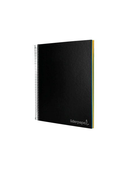 CI | Cuaderno espiral liderpapel a4 micro jolly tapa forrada 140h 75 gr cuadro 5mm 5 bandas 4 taladros color negro