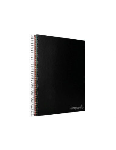 CI | Cuaderno espiral liderpapel a4 micro jolly tapa forrada 140h 75 gr cuadro 5mm 5 bandas 4 taladros color negro