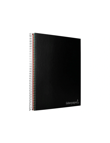 CI | Cuaderno espiral liderpapel a4 micro jolly tapa forrada 140h 75 gr cuadro 5mm 5 bandas 4 taladros color negro