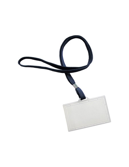 CI | Identificador q-connect kf17112 con cordon plano azul y apertura lateral 94x60 mm