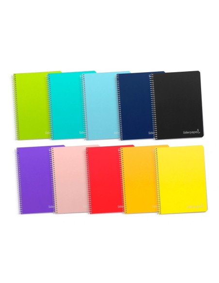 CI | Cuaderno espiral liderpapel a4 micro witty tapa dura 140h 75gr cuadro 5mm 5 bandas 4 taladros colores surtidos
