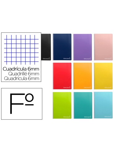 CI | Cuaderno espiral liderpapel folio witty tapa dura 80h 75gr cuadro 6mm con margen colores surtidos