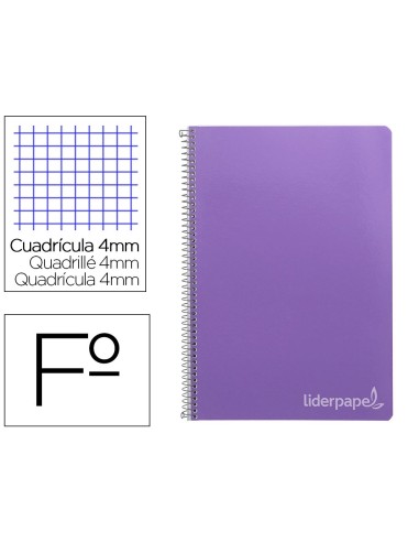 CI | Cuaderno espiral liderpapel folio witty tapa dura 80h 75gr cuadro 4mm con margen color violeta