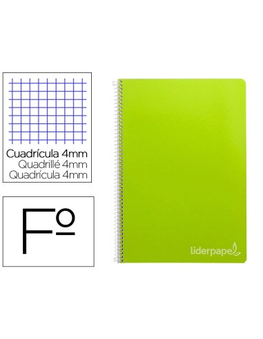 CI | Cuaderno espiral liderpapel folio witty tapa dura 80h 75gr cuadro 4mm con margen color verde