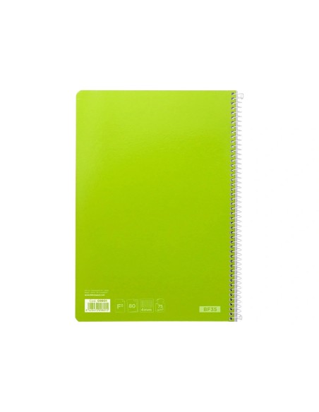 CI | Cuaderno espiral liderpapel folio witty tapa dura 80h 75gr cuadro 4mm con margen color verde