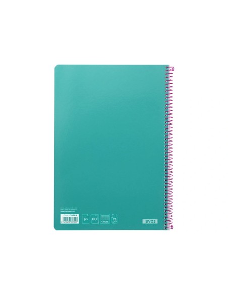CI | Cuaderno espiral liderpapel folio witty tapa dura 80h 75gr cuadro 4mm con margen color turquesa