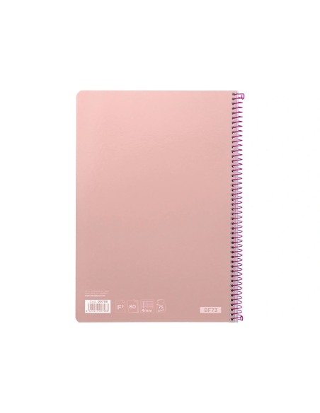 CI | Cuaderno espiral liderpapel folio witty tapa dura 80h 75gr cuadro 4mm con margen color rosa