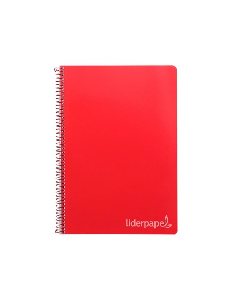 CI | Cuaderno espiral liderpapel folio witty tapa dura 80h 75gr cuadro 4mm con margen color rojo