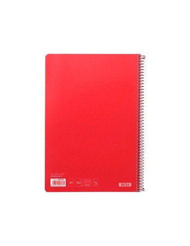 CI | Cuaderno espiral liderpapel folio witty tapa dura 80h 75gr cuadro 4mm con margen color rojo