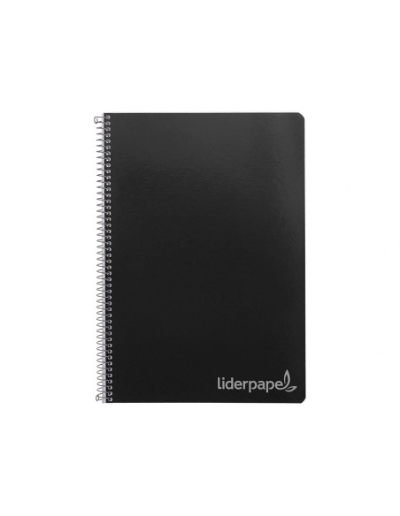 CI | Cuaderno espiral liderpapel folio witty tapa dura 80h 75gr cuadro 4mm con margen color negro