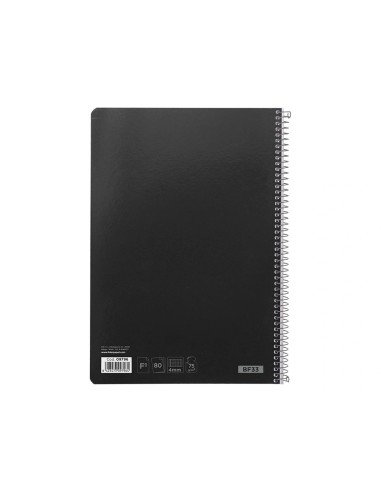 CI | Cuaderno espiral liderpapel folio witty tapa dura 80h 75gr cuadro 4mm con margen color negro