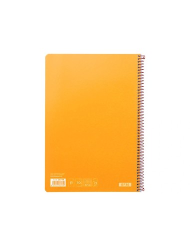 CI | Cuaderno espiral liderpapel folio witty tapa dura 80h 75gr cuadro 4mm con margen color naranja
