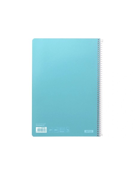 CI | Cuaderno espiral liderpapel folio witty tapa dura 80h 75gr cuadro 4mm con margen color celeste