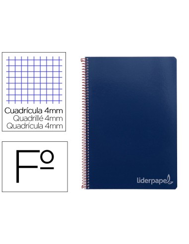 CI | Cuaderno espiral liderpapel folio witty tapa dura 80h 75gr cuadro 4mm con margen color azul marino