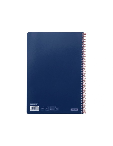 CI | Cuaderno espiral liderpapel folio witty tapa dura 80h 75gr cuadro 4mm con margen color azul marino