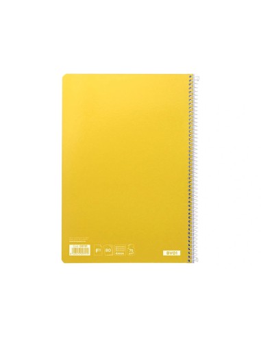 CI | Cuaderno espiral liderpapel folio witty tapa dura 80h 75gr cuadro 4mm con margen color amarillo