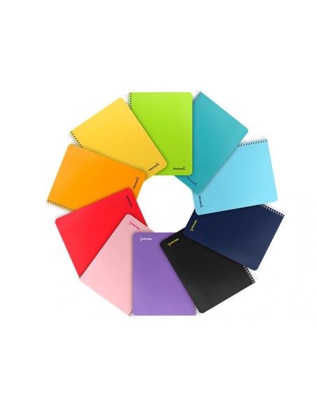 CI | Cuaderno espiral liderpapel cuarto smart tapa blanda 80h 60gr rayado montessori 3,5mm colores surtidos