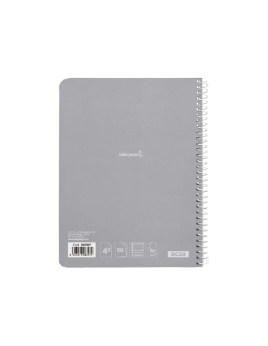 CI | Cuaderno espiral liderpapel cuarto smart tapa blanda 80h 60gr rayado montessori 3,5mm colores surtidos