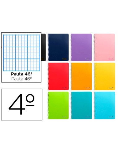 CI | Cuaderno espiral liderpapel cuarto smart tapa blanda 80h 60gr rayado nº46 colores surtidos