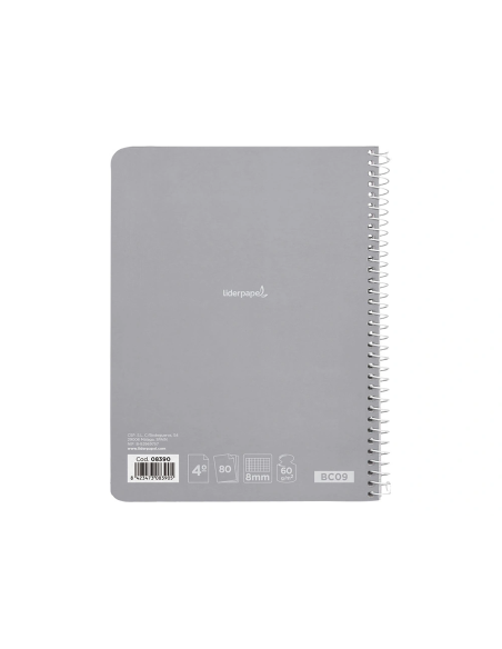 CI | Cuaderno espiral liderpapel cuarto smart tapa blanda 80h 60gr cuadro 8mm con margen colores surtidos