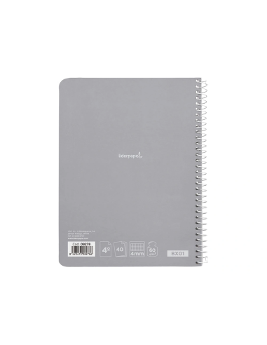 CI | Cuaderno espiral liderpapel cuarto smart tapa blanda 40h 60gr cuadro 4mm con margen colores surtidos