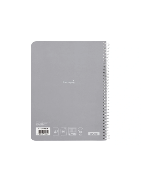 CI | Cuaderno espiral liderpapel cuarto smart tapa blanda 80h 60gr 3mm con margen colores surtidos