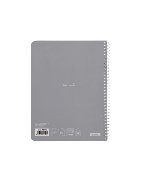 CI | Cuaderno espiral liderpapel a5 micro smart tapa blanda 80h60gr horizontal 7mm doble margen 4 taladros colores