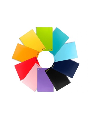 CI | Cuaderno espiral liderpapel a4 micro smart tapa blanda 80h60gr horizontal 7mm doble margen 4 taladros colores