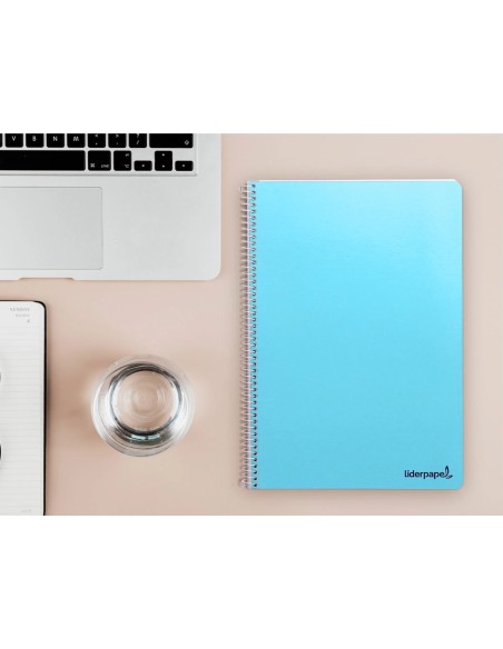 CI | Cuaderno espiral liderpapel folio smart tapa blanda 80h 60gr rayado montessori 3,5mm con margen colores surtidos