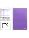 CI | Cuaderno espiral liderpapel folio smart tapa blanda 80h 60gr cuadro 4mm con margen color violeta