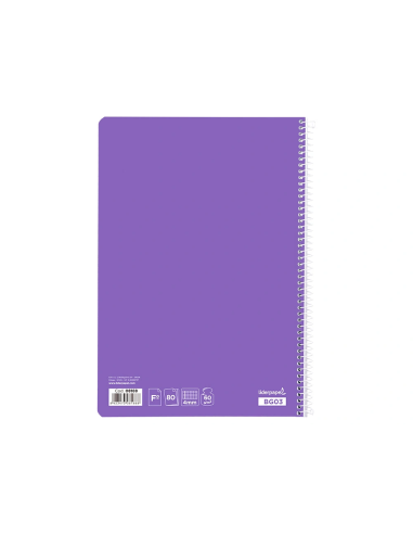 CI | Cuaderno espiral liderpapel folio smart tapa blanda 80h 60gr cuadro 4mm con margen color violeta