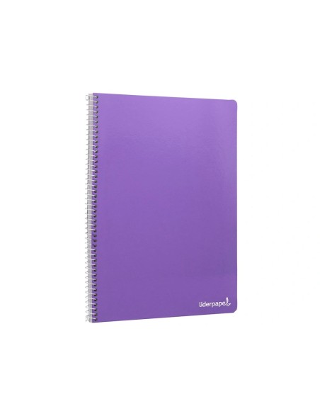 CI | Cuaderno espiral liderpapel folio smart tapa blanda 80h 60gr cuadro 4mm con margen color violeta