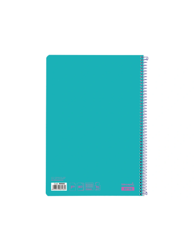 CI | Cuaderno espiral liderpapel folio smart tapa blanda 80h 60gr cuadro 4mm con margen color turquesa