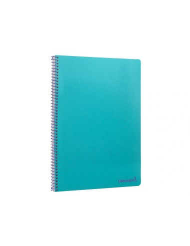 CI | Cuaderno espiral liderpapel folio smart tapa blanda 80h 60gr cuadro 4mm con margen color turquesa