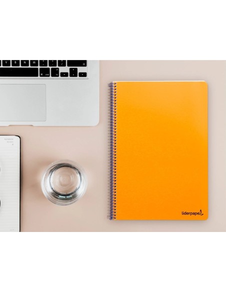 CI | Cuaderno espiral liderpapel folio smart tapa blanda 80h 60gr cuadro 4mm con margen color naranja