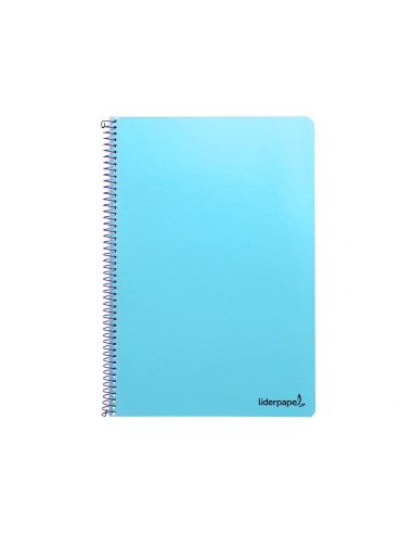 CI | Cuaderno espiral liderpapel folio smart tapa blanda 80h 60gr cuadro 4mm con margen color celeste