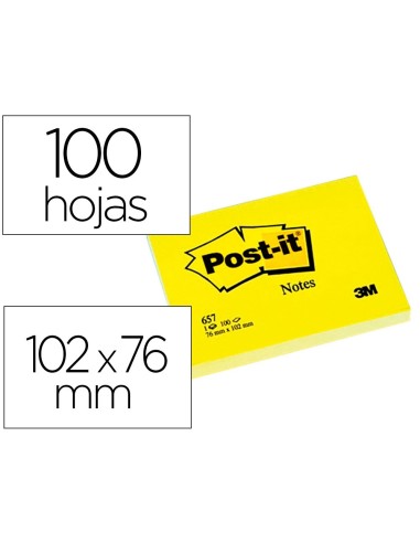 CI | Bloc de notas adhesivas quita y pon post-it 74x100 mm con 100 hojas -657-