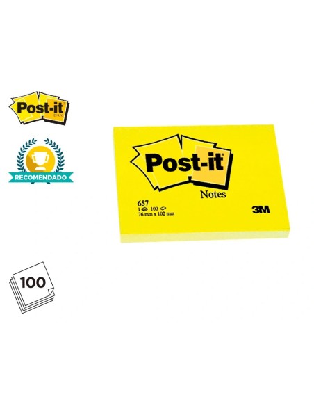 CI | Bloc de notas adhesivas quita y pon post-it 50x38 mm con 100hojas 653e
