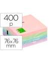 CI | Bloc de notas adhesivas quita y pon q-connect 75x75 mm pastel con 400 hojas