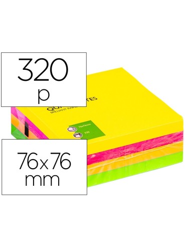 CI | Bloc de notas adhesivas quita y pon q-connect 75x75 mm fluorescente con 320 hojas