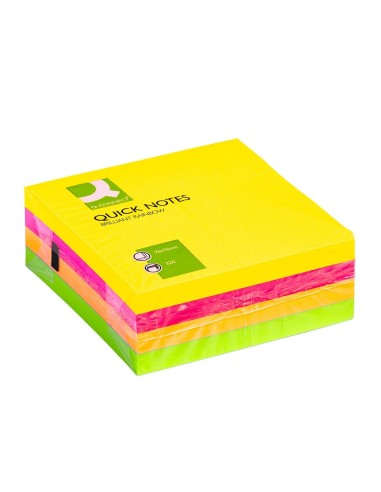 CI | Bloc de notas adhesivas quita y pon q-connect 75x75 mm fluorescente con 320 hojas