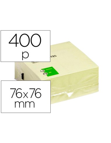 CI | Bloc de notas adhesivas quita y pon q-connect 75x75 mm amarillo con 400 hojas