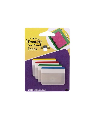 CI | Banderitas separadoras rigidas dispensador 4 colores post-it index 686-f-1 grandes 24 banderitas