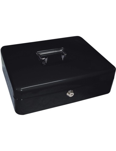 CI | Caja caudales q-connect 12" 300x240x90 mm negra con portamonedas
